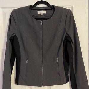 Calvin Klein Collarless Zipper Front Blazer